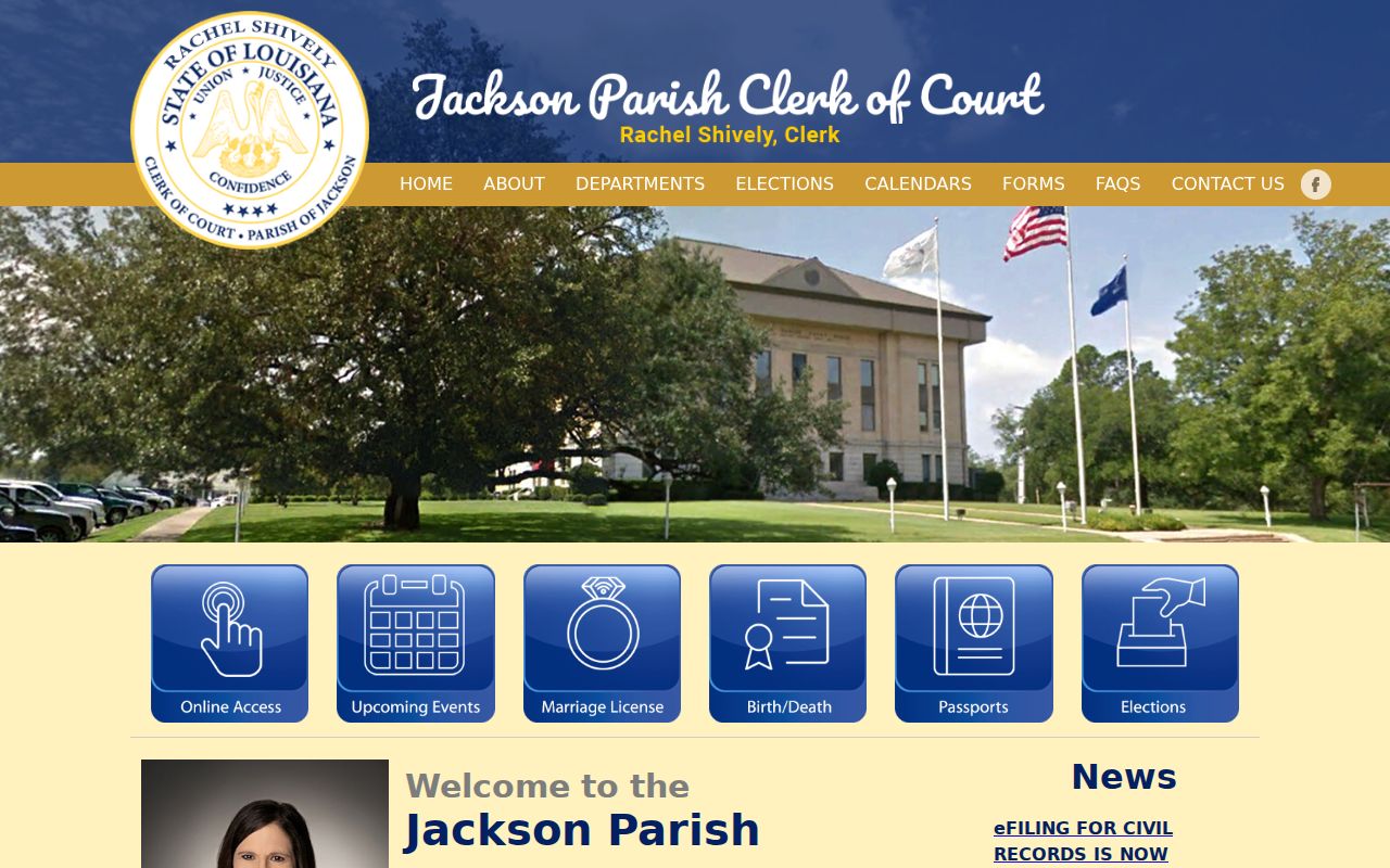 Jackson Parish outstanding warrants research showing the clerk of court office