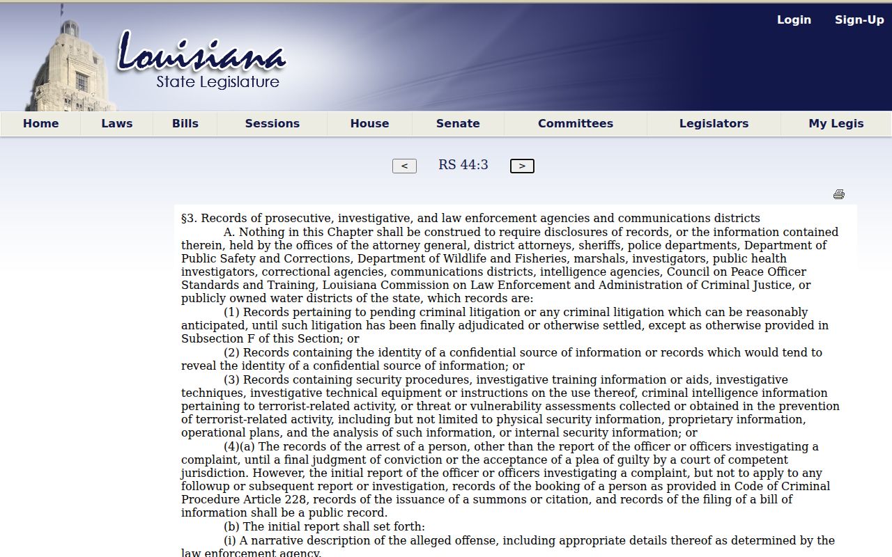Jackson Parish outstanding warrants research showing law enforcement disclosure exceptions