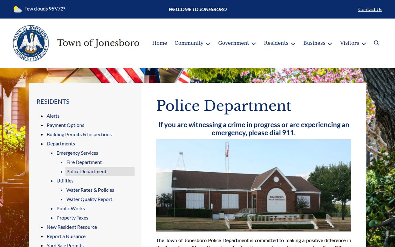 Jonesboro warrant records research showing police station contact and payment note