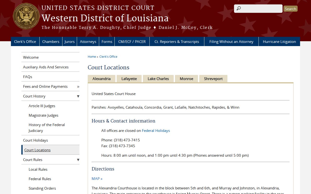 Jackson Parish arrest warrant research showing federal court locations