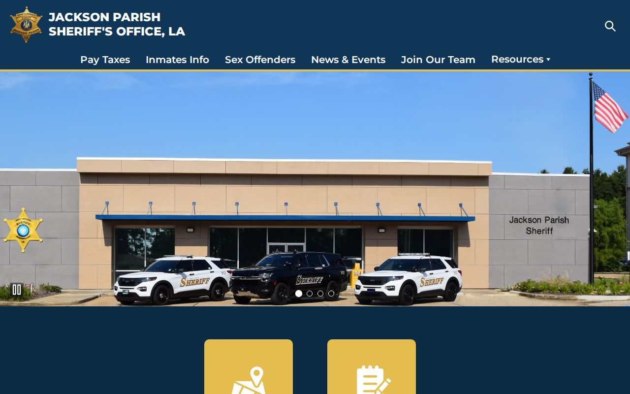 Jackson Parish warrant records research showing sheriff site navigation